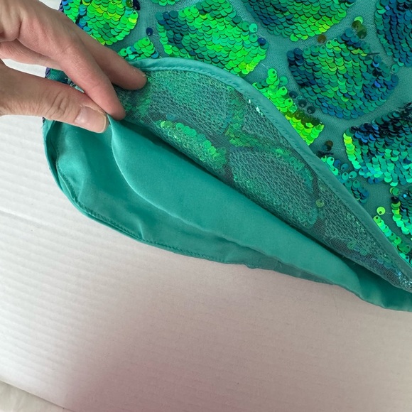 Disney Princess Ariel Little Mermaid Green Sequin Dress Size 5/6 - Picture 4 of 7